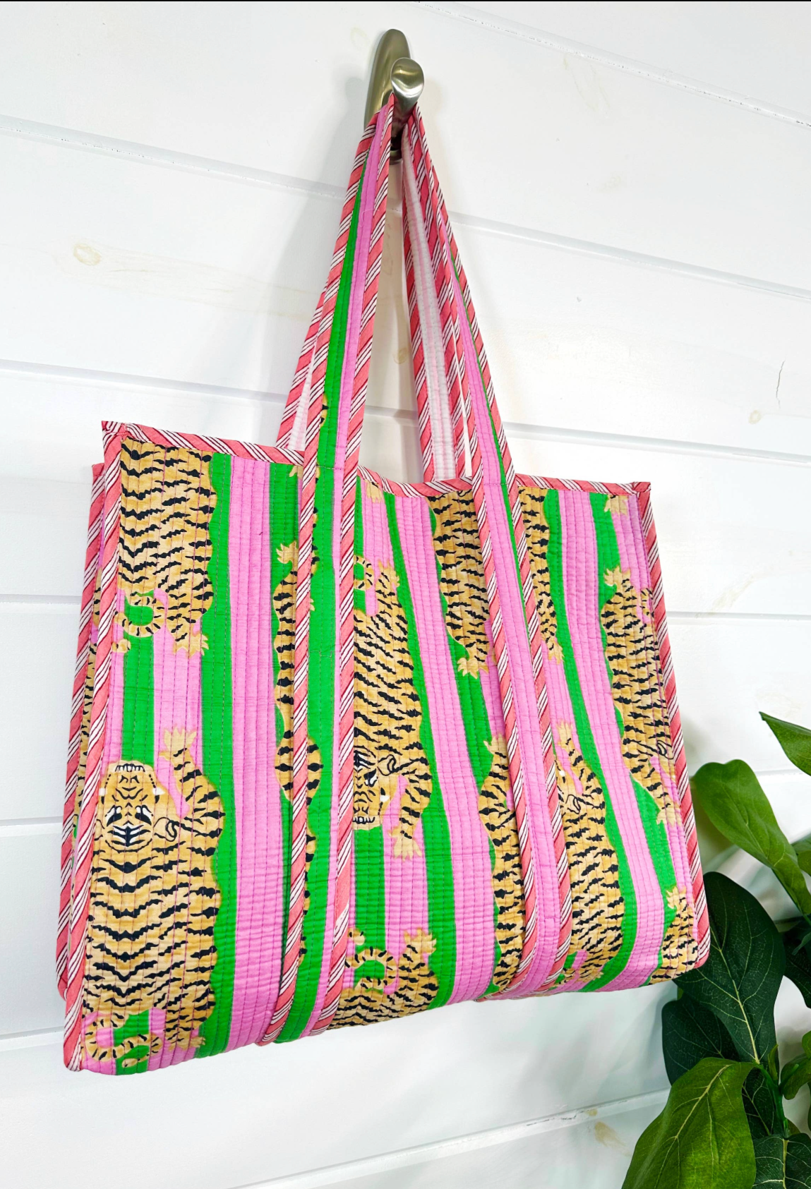 "Take Me Away" Cotton Quilted Block Print Tote Bag Reversible