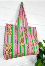 Load image into Gallery viewer, &quot;Take Me Away&quot; Cotton Quilted Block Print Tote Bag Reversible
