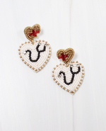 Load image into Gallery viewer, Healing Hearts Beaded Earrings White
