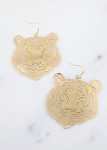 Roar Metal Tiger Earring Gold