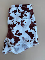 Load image into Gallery viewer, Joanna High Waist Cow Print Mini Shorts
