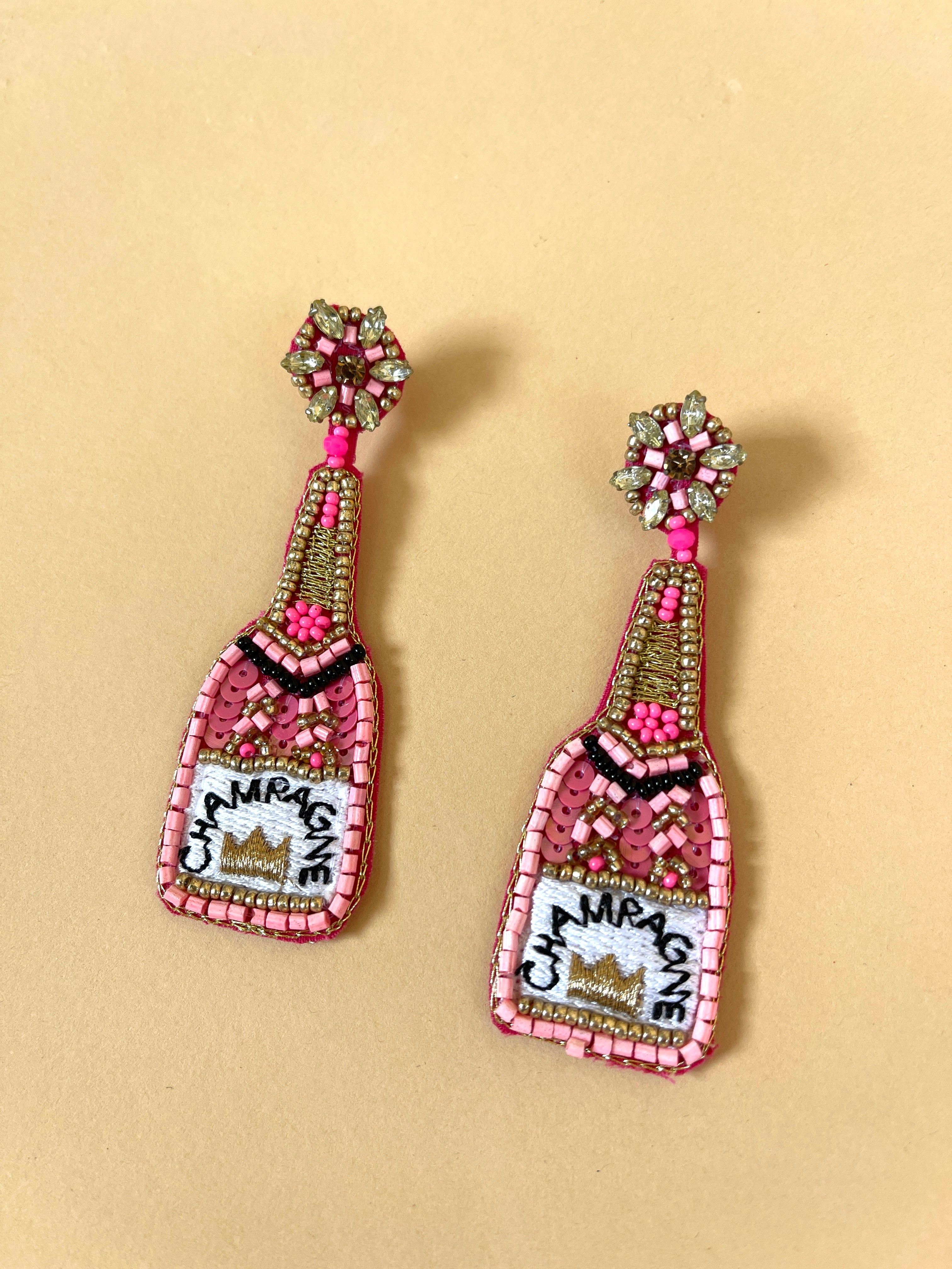 Pink Champagne Earrings - pink