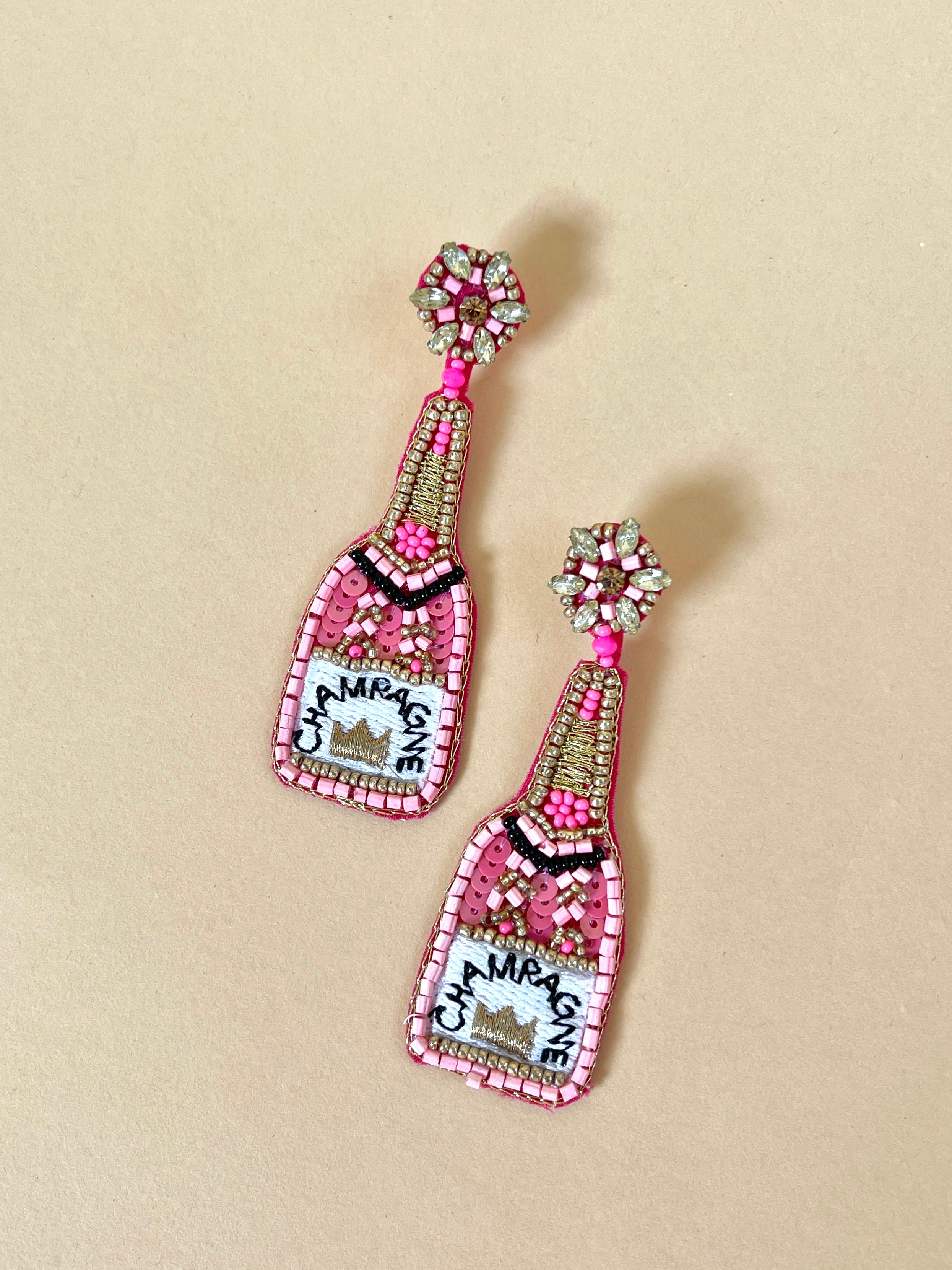 Pink Champagne Earrings - pink